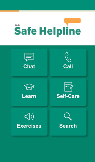 Safe Helpline app home screen